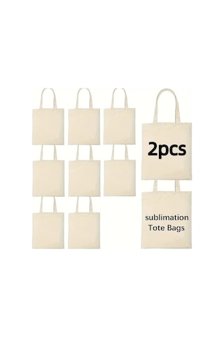 Willowhaven Bej 2 Parça Sublimasyon Bez Çanta 12.2x14.2 İnç Dıy Alışveriş Torbası