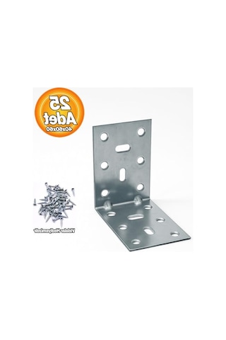 25 Adet Mobilya Duvara Sabitleme Köşebent Bağlantı Aparatı L Demiri 40x60x60 Mm