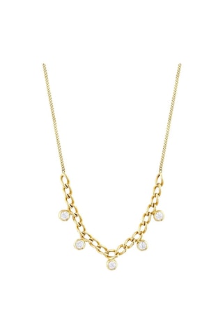 14 Ayar Taşlı Sallantılı Tasarım Altın Kolye Altın