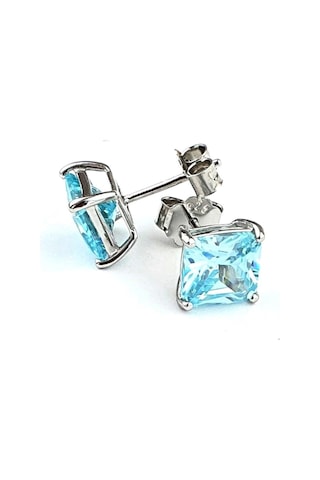 Sky Diamond Blue Aquamarin Taşlı 925ayar Gümüş Üzerine Altın Kaplama Damla Küpe 88770337