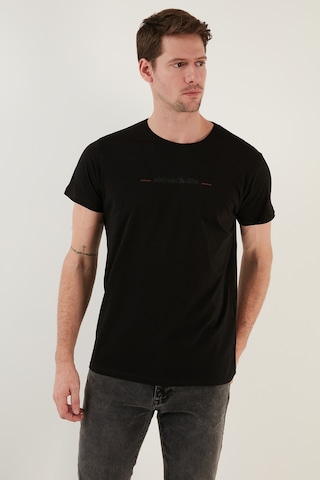 Buratti Pamuklu Slim Fit Bisiklet Yaka Erkek T Shirt 541Wind Siyah