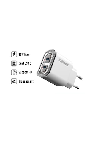 Momax UM51EUW 1 Flow 35 W 2 Port Şarj Cihazı Eu Beyaz