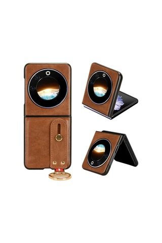 Tecno Phantom V Flip İçin Askılıklı Deri Kaplama Kılıf - Al4271