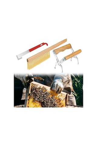 Pazly Suntek Ahşap Saplı Kovan Fırçası Arıcılık Aleti 3x Pm