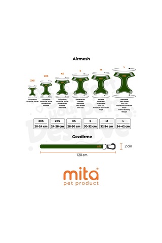 Mita Air Mesh Kedi Köpek Göğüs Tasması Çift Reflektörlü, Terletmeyen Benetton