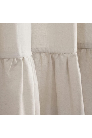 Rustik Fırfırlı Duş Perdesi, Keten Karışımlı Banyo Duş Perdesi, Doğal, 183 X 183 Cm Diğer