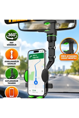 Ayarlanabilir Dikiz Aynası Telefon Tutucu Katlanabilir Çok Açılı Araç İçi Kullanım
