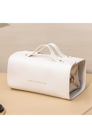 Sones Taşınabilir Büyük Kapasiteli Seyahat Çıkarılabilir Katlanabilir Su Geçirmez Kozmetik Çantası Süt Beyazı