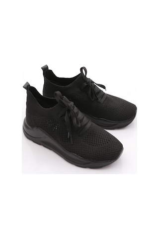 Dgn 745 Kadin Bağcikli Örgülü Sneaker Ayakkabi Siyah