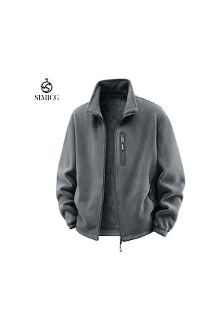 Sonbahar/kış Polar Astarlı Günlük Hırka, Kalın Polar Mont Gri