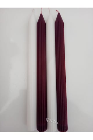 Yılbaşı Özel Serisi 4'lü Bordo Beyaz Şamdan Doğal Kokulu Soya Mum