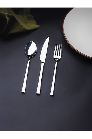 İnci 6 Kişilik 18 Parça Tatlı Çatal Kaşık Bıçak Takımı Metal
