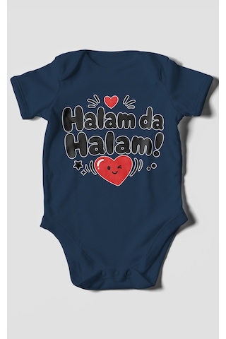 Morivokids Halam Da Halam Kısa Kollu Bebek Body %100 Pamuk Lacivert