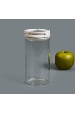 Tohana Vakumlu Cam Kavanoz - Şeffaf / Beyaz - 600 Ml Şeffaf / Beyaz