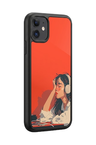 İphone 11 Uyumlu Kulaklık Desenli Kamera Korumalı Darbelere Dayanıklı Kılıf 1214-kulaklık-iphone11