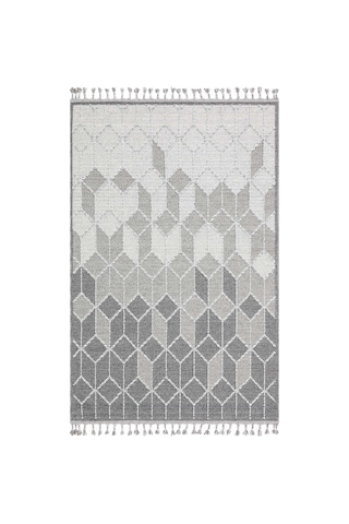 Loft Lf03 Geometrik Desenli Gri Modern Salon Halısı Hav Toz Vermez