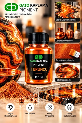 Gato Kaplama Solvent Bazlı Transparan Sıvı Pigment Boya 100 Ml Turuncu Renk Renklendirici