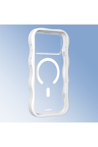 Apple Uyumlu iPhone 17 Pro Max  Kılıf M-safe Şarj Özellikli Youngkit Wave Clear Serisi Kapak Beyaz Beyaz
