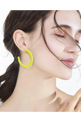 Vkemall 4 Çift Akrilik C-shape Neon Küpe Turuncu/sarı/yeşil/pembe - Hafif, Dayanıklı, Partiler Ve Gündelik Kullanıma Uygun 4.5 Cm Rose