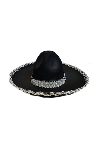 Eco Port Gümüş Renk Şeritli Meksika Mariachi Latin Şapkası 55 Cm Çocuk Çok Renkli