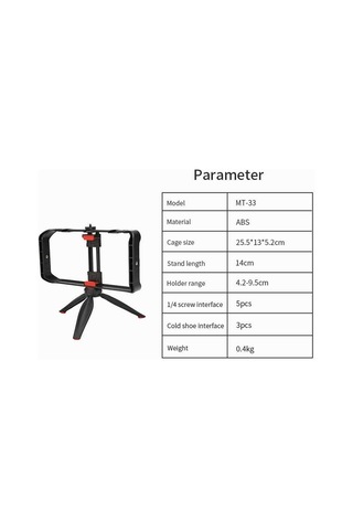 Jmary MT-33 Tripod 14 cm Uzunluk Çok Yönlü Kullanım - ZORE-262659 Siyah