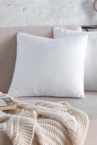 Maisonart Cozy 2 Adet Beyaz Renk Kadife Pamuklu Kırlent Yastık Kılıfı 44x44 Cm