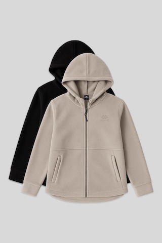 Tommy Life Rahat Form Kapüşonlu 2li Paket Siyah-koyu Bej Kadın Polar Sweatshirt - 97233 Siyah - Bej - Kahverengi
