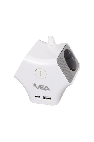 3lü Usb+ Type-c Girişli Anahtarlı 1.5 Metre Grup Priz Ve-g903yc
