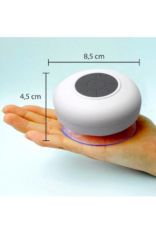 Su Geçirmez Mini Bluetooth Duş Hoparlörü Beyaz