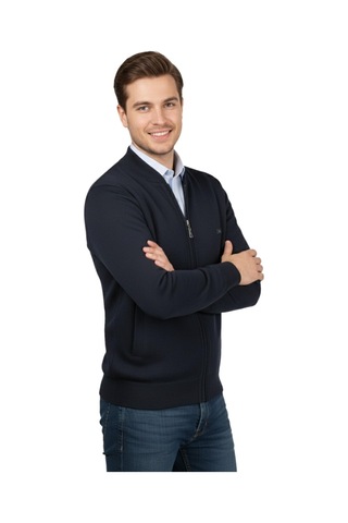 Çizgi Triko Erkek Hakim Yaka Astarlı Triko Mont Fermuarl 4200t Bgl-st05020 Lacivert
