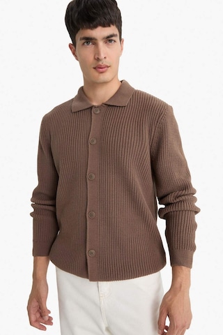Defacto Standart Fit Polo Yaka Fermuarlı Triko Hırka E8397ax25cwbn595 Kahve