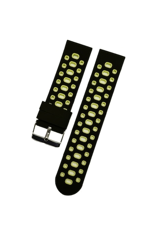 22 Mm Akilli-saat-icin-22mm--desenli-siyah Sarı -silikon-saat-kordonu-