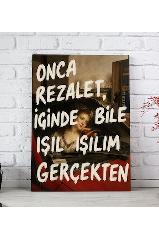 Bk Gift Vintage Klasik Sanat Esprili Sözlü Dekoratif Kanvas Tablo - 17 Çok Renkli