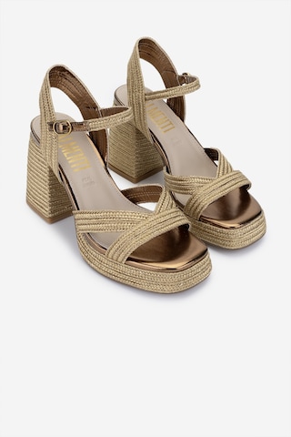 Valmenti Kadın Vegan/tekstil Topuklu Sandalet 1141 Havana-002 Bn Sndlt Y25 Gold Rope Altın