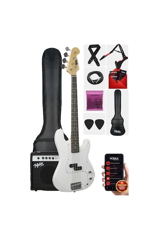Midex Cbg-460wh 46 İnç 4/4 Yetişkin Amfili Bas Gitar Seti White