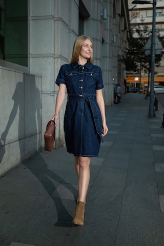 Banny Jeans Kadın Kısa Kol Lacivert Jean Elbise 001 Lacivert L