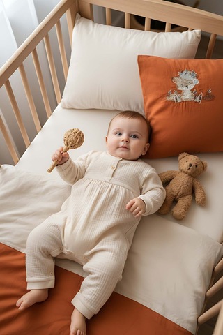 Cuddly Nakışlı %100 Pamuklu Bebek Nevresim Takımı Çok Renkli