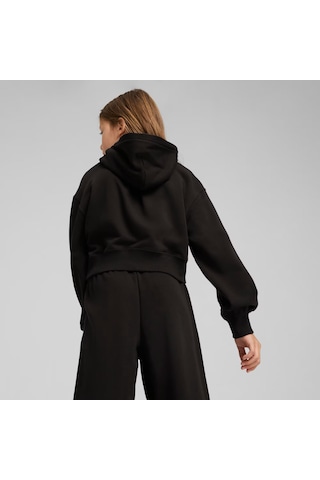 Puma Wardrobe Ess Genç Kısa Kesim Kapüşonlu Sweatshırt 629894 01 Siyah