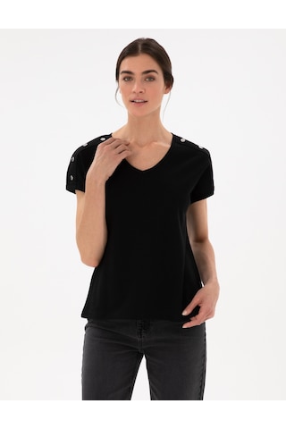 Pierre Cardin Kadın Siyah Tişört 50301452-vr046 Siyah