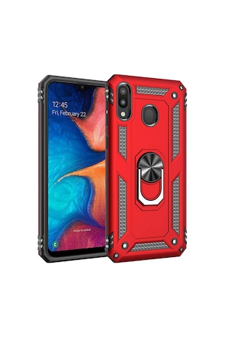 Samsung Uyumlu Galaxy A20 Kılıf Zırhlı Mıknatıslı Standlı Tank Kapak