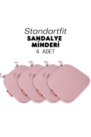 Xpermate 4'lü Standartfit Oval Sandalye Minderi 42x42x5 Pembe