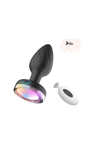 Carmine Wireless Kumandalı Led Işıklı 10 Modlu Su Geçirmez Titreşimli Anal Plug Vibratör