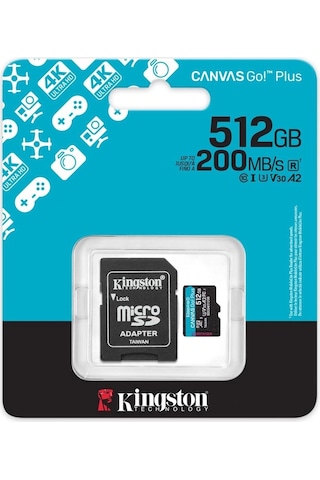 Kingston Sdcg4-512gb 512gb Microsdxc Canvas Go Plus Gen4 200mb-s A2 U3 V30 Card + Adp Hafıza Kartı