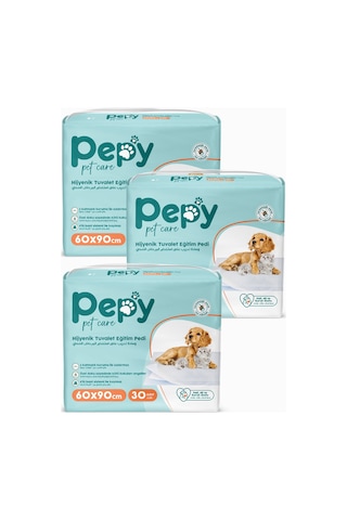 Pepy Pet Care Kaydırmaz Hijyenik Tuvalet Eğitim Pedi 3 x 30'lu 60 x 90 CM