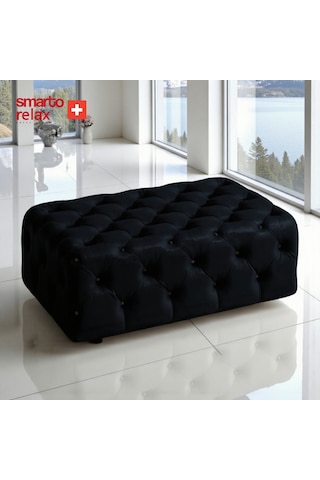 Smarto Relax Puf Swiss Style Guarda Ayaksız Kapitoneli Dekoratif 80x45x45 Cm Ayaksız Kapitoneli Dekoratif Puf Siyah