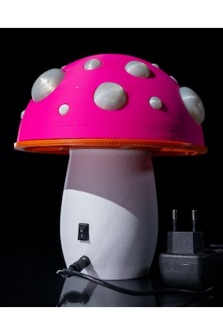 Mantar Abajur Beyaz - Kırmızı