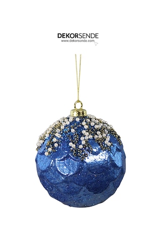 Yılbaşı Süsü Balık Pullu Lacivert 2'li Top 10 Cm