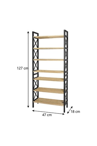8 Katlı Çok Amaçlı Raf Ayakkabılık 47x18x127 Cm, Mdf Ve Plastik Malzeme, Kolay Kurulum Qr Kodlu, Modern Ve Dek Çok Renkli