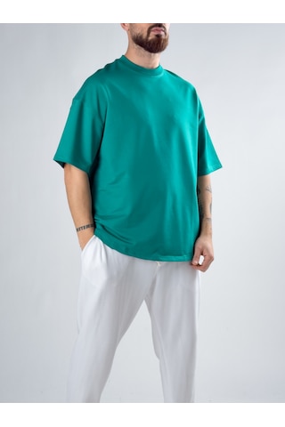 Cocopelli Erkek Yeşil Basic Oversize T-shirt Coc2914