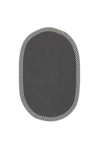 Cool Halı Glenn Antrasit Oval Pamuklu Kilim Leke Tutmaz Çift Taraflı Yıkanabilen Bohem Mutfak Kilimi
